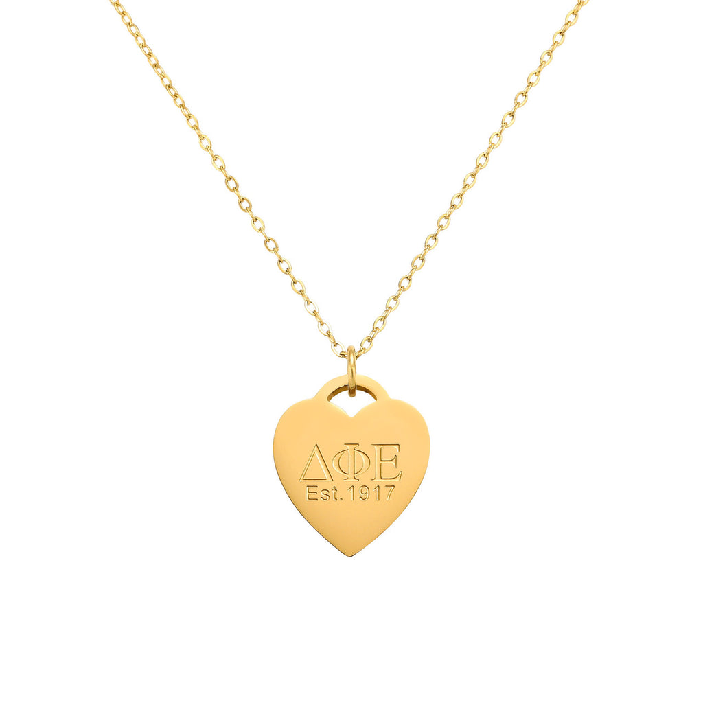 Delta Phi Epsilon - Heart Tag Necklace